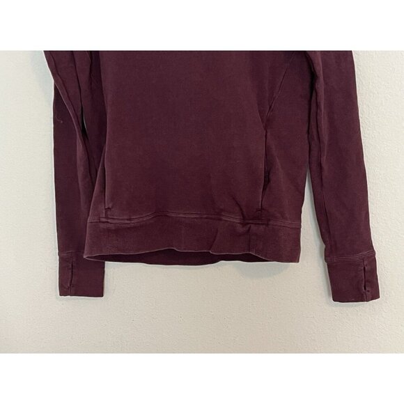 Lululemon Sweatshirt Size 6 Burgundy Stress Less Funnel Neck Hoodie Pullover - Picture 3 of 14